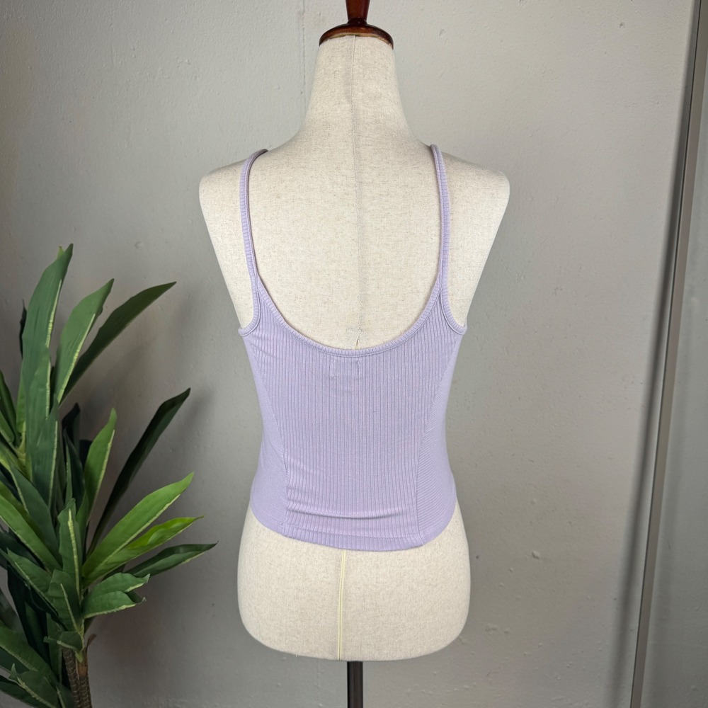 Balletcore Soft Girl Coquette BDG Tank Top Women Medium Lavender Ribbed Cropped - Picture 3 of 6